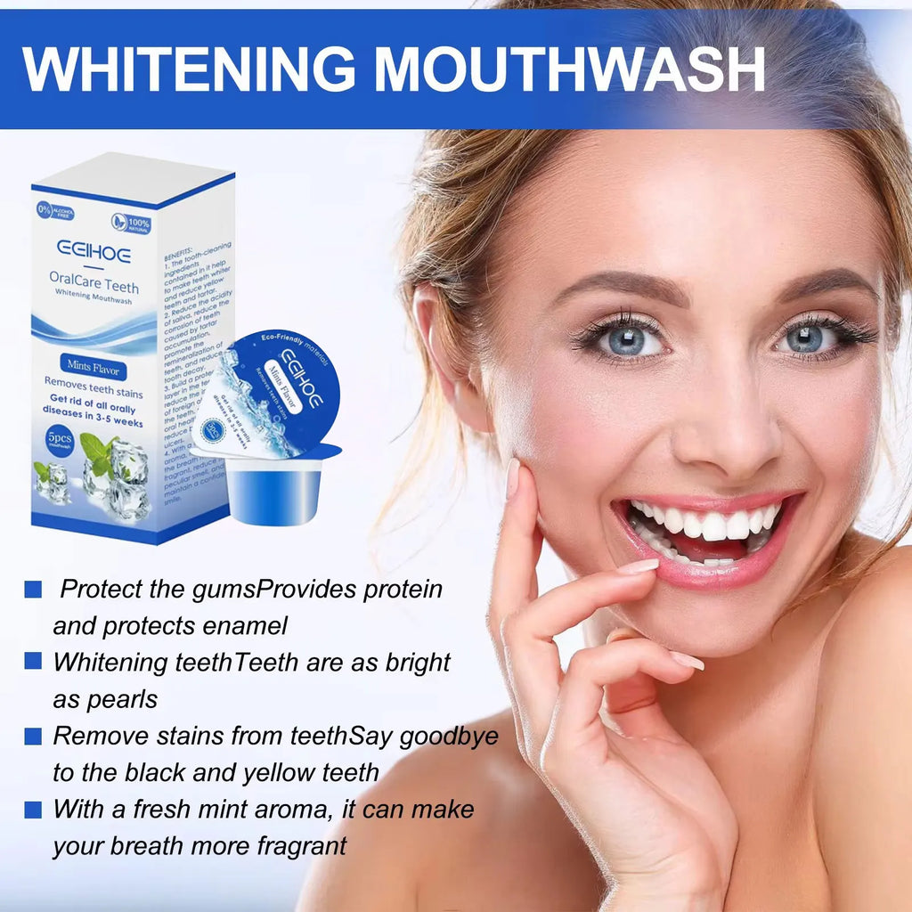 EELHOE Teeth Mouth Wash Whitening Teeth Black Stains Remover Brighten Teeth Mouthwash Bad Breath Treatment Mouth Freshener 10pcs