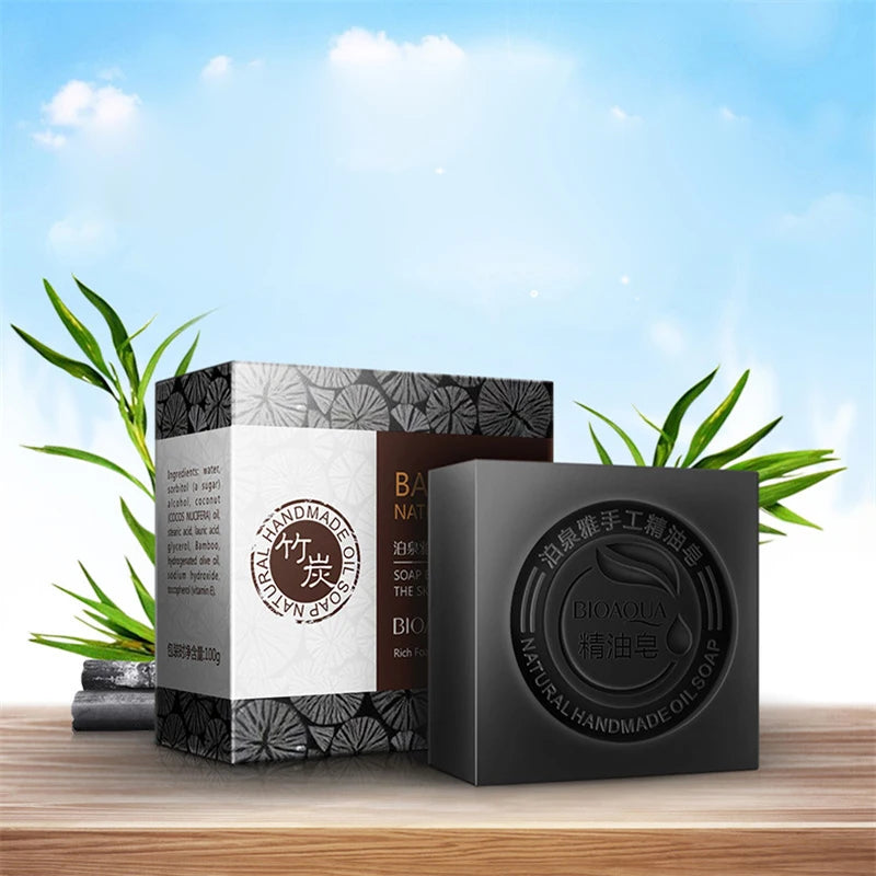 Bioaqua Essential Oil Soaps with Honey,Rose,Jasmine,Aloe,Matcha,Blueberry,Lavender, Bamboo Charcoal,Black Bamboo Soaps