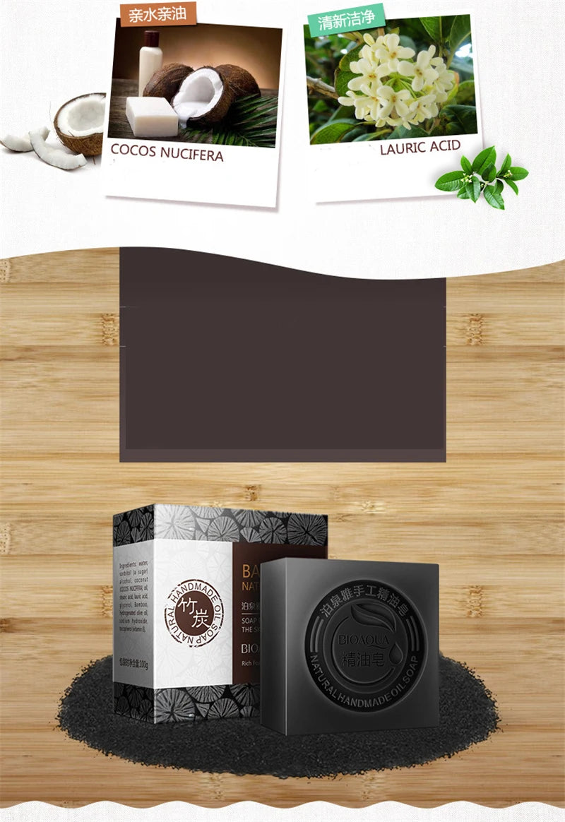 Bioaqua Essential Oil Soaps with Honey,Rose,Jasmine,Aloe,Matcha,Blueberry,Lavender, Bamboo Charcoal,Black Bamboo Soaps