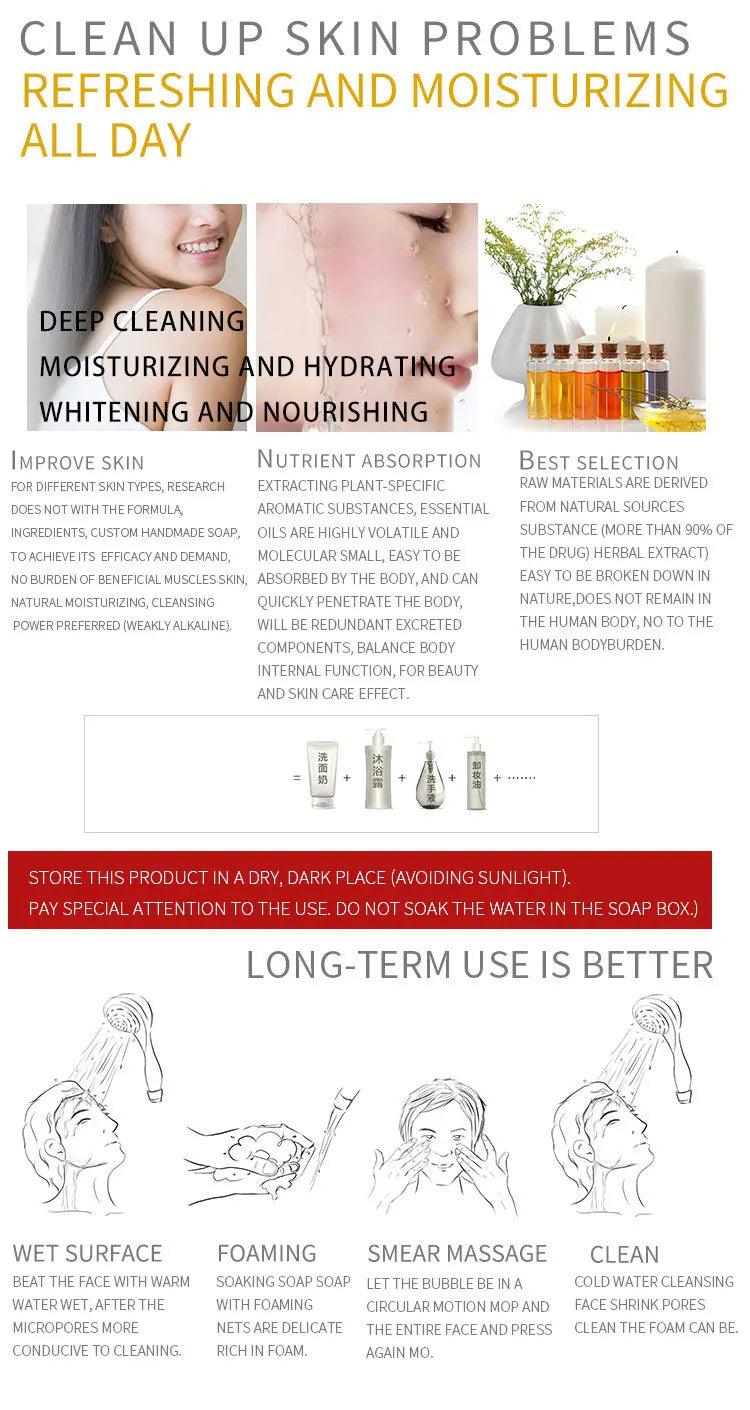 Handmade Natural Goat Milk Silk Wormwood Soap with Aloe Ginseng Ginger Papaya Strawberry Lemon - Facial & Bath Natural Soap