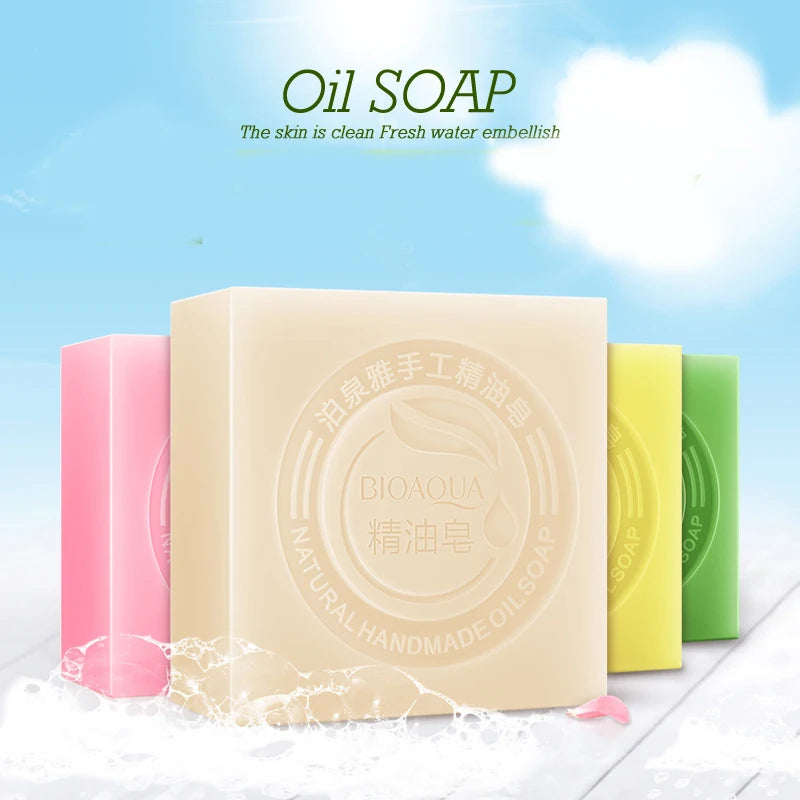 Bioaqua Essential Oil Soaps with Honey,Rose,Jasmine,Aloe,Matcha,Blueberry,Lavender, Bamboo Charcoal,Black Bamboo Soaps