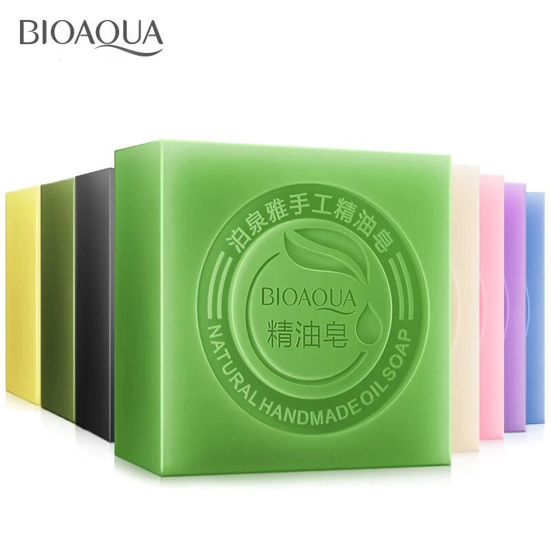 Bioaqua Essential Oil Soaps with Honey,Rose,Jasmine,Aloe,Matcha,Blueberry,Lavender, Bamboo Charcoal,Black Bamboo Soaps