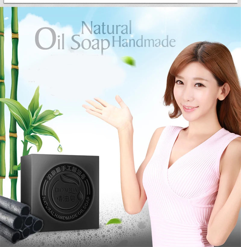 Bioaqua Essential Oil Soaps with Honey,Rose,Jasmine,Aloe,Matcha,Blueberry,Lavender, Bamboo Charcoal,Black Bamboo Soaps