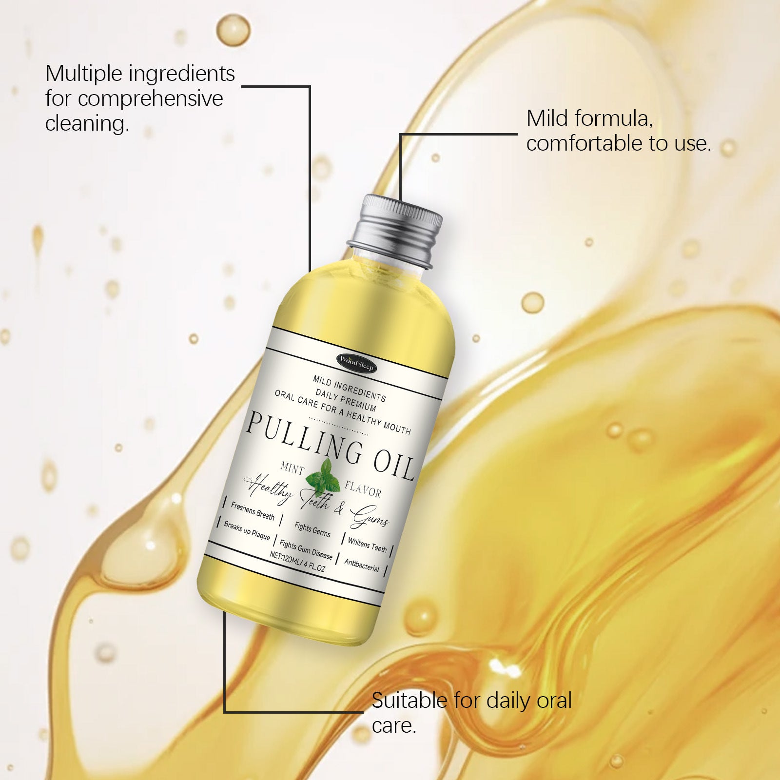 Mouth Wash Pure Organic Coconuts Oil Pulling Natural Tooth Whitening Mouthwash Freshening Breath Heal Oral Health Care Daily Use