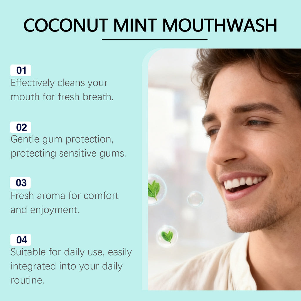 Coconut Oil Mint Mouthwash Remove Bad Breath Refreshing Cleansing Teeth Yellow Stains Fresh Oral Hygiene Odor Removal Mouthwash