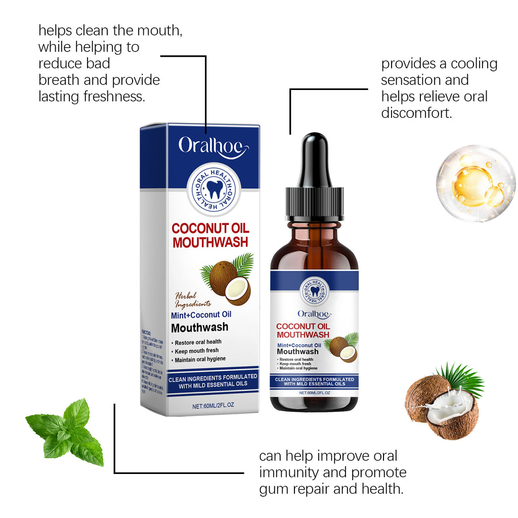 Oralhoe Coconut Oil Mouthwash Teeth Whitening Cleansing Refreshing Gums Fresher Oral Bad Breath Home Business Mouth Health Care