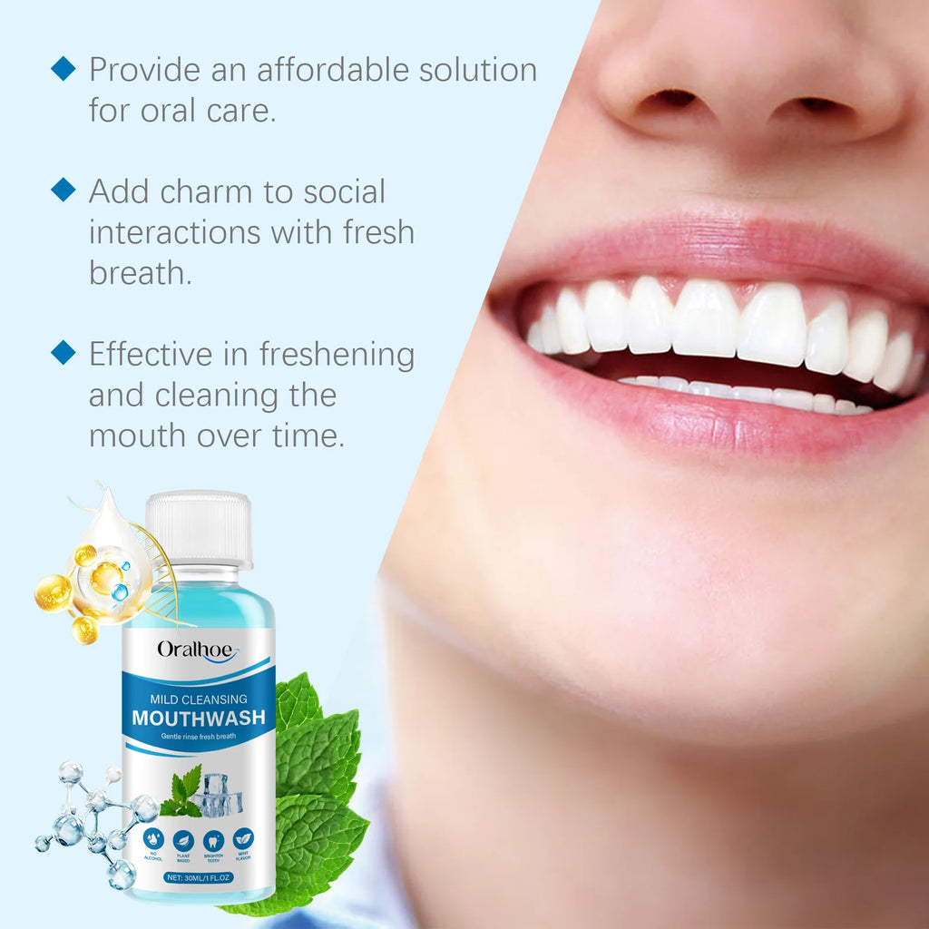 30ml Portable Mint Bad Breath Mouthwash Fresheners Mouth Oral Odor Removal Lasting Aroma Remove Tartar Deep Cleaning Mouthwash