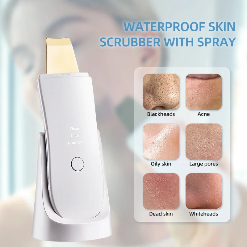 Limpiador Facial Electric Blackhead Remover Exfoliator Moisturizing Facial Cleaner Nano Spray Technology Metal Scraper Tool