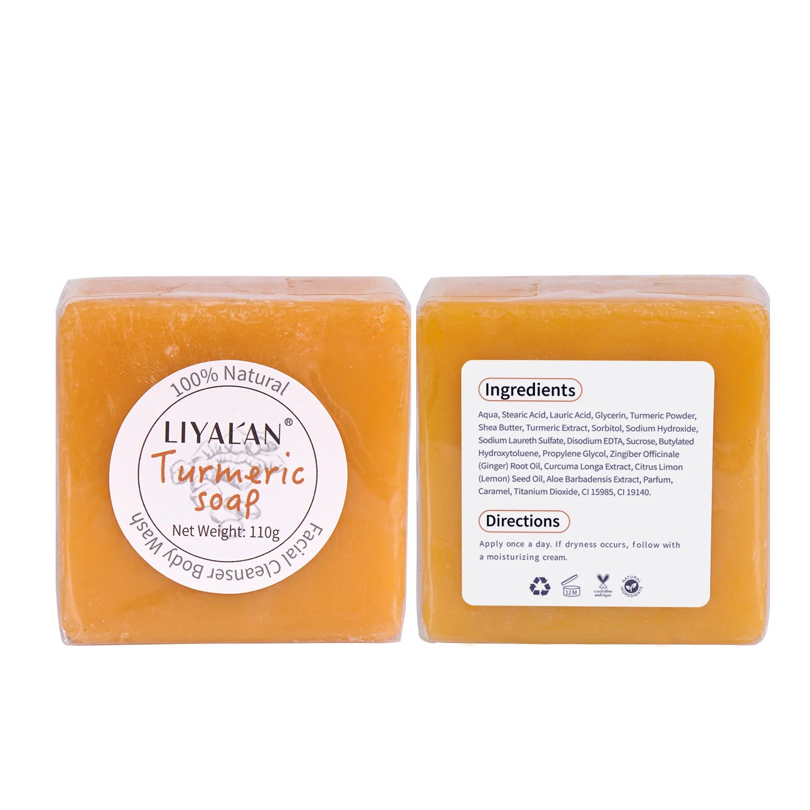 Turmeric Soap 110g Oil Control Handmade Soap for Face Body Cleansing with Essential Oil