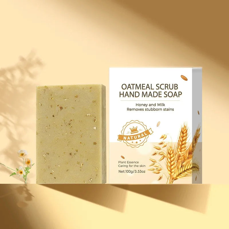 1/2/4/6Pcs Handmade Oat Soap,Natural,Gentle,Non Irritating, Brightening, Exfoliating, Body And Facial Cleansing, Whitening Soap