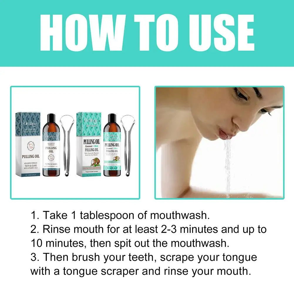 NEW Coconut Mint Pulling Oil Mouthwash Alcohol-free Teeth Whitening Fresh Oral Breath Oral Jelly Whitening Teeth Set
