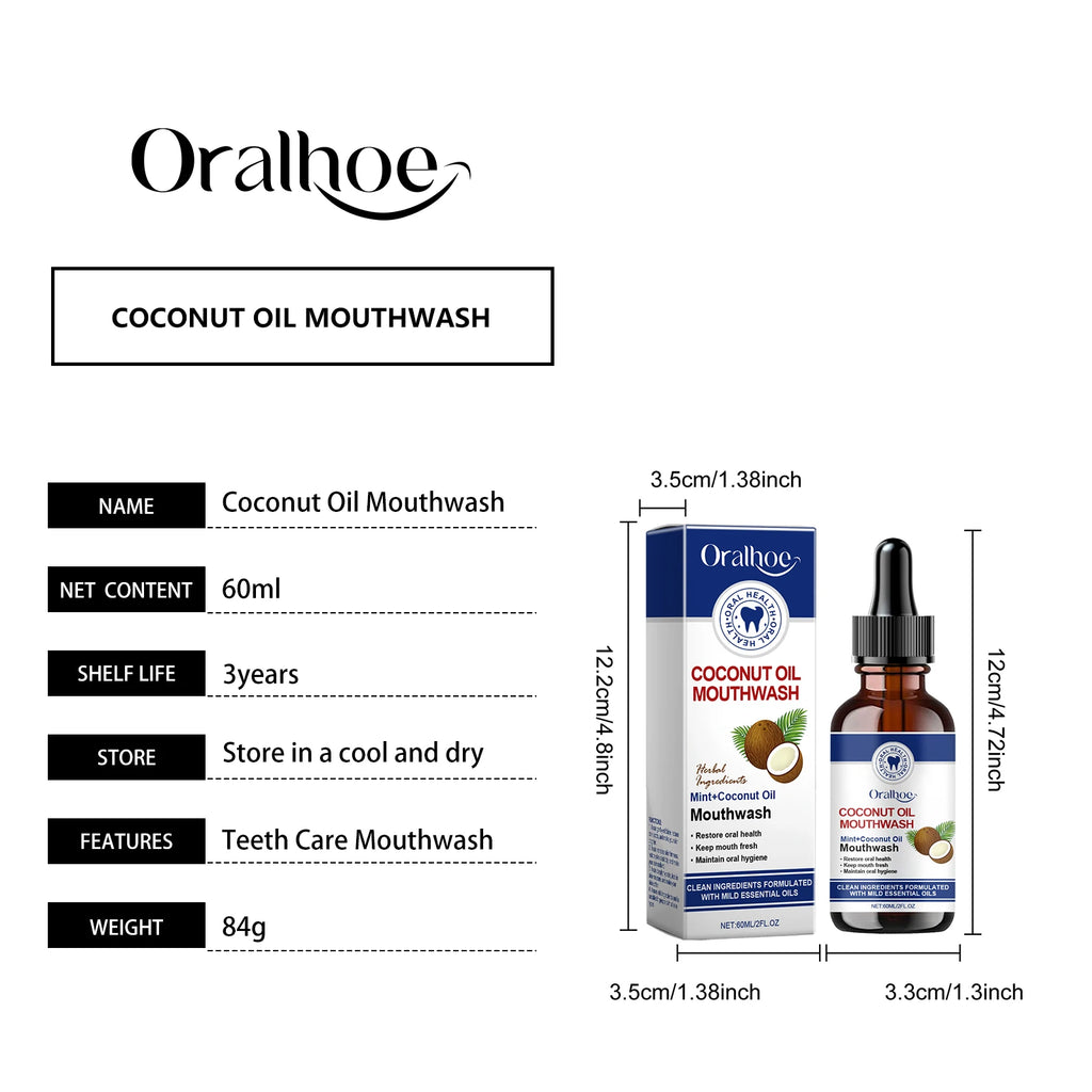 Coconut Oil Mouthwash Deep Cleans Removes Tooth Stains Plaque Protecting Oral Hygiene Refreshing Mouthwash for Dental Care 60ml