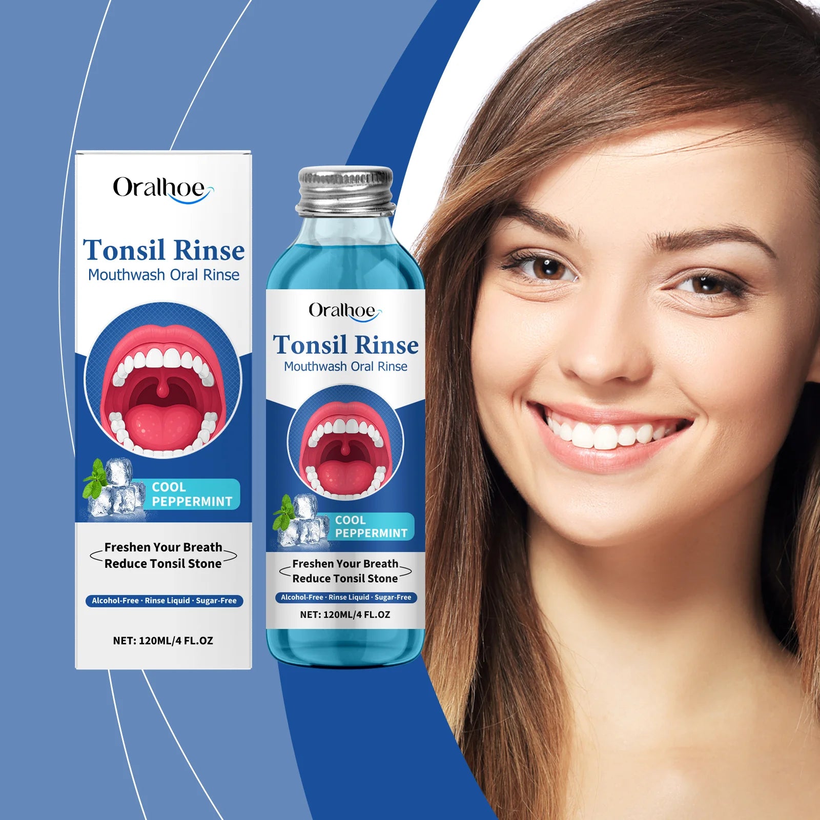 Oral Fresh Mouthwash Remove Mouth Odor Reduce Tonsil Stone Lasting Fresh Alcohol-Free Oral Hygiene Cleaning Peppermint Mouthwash