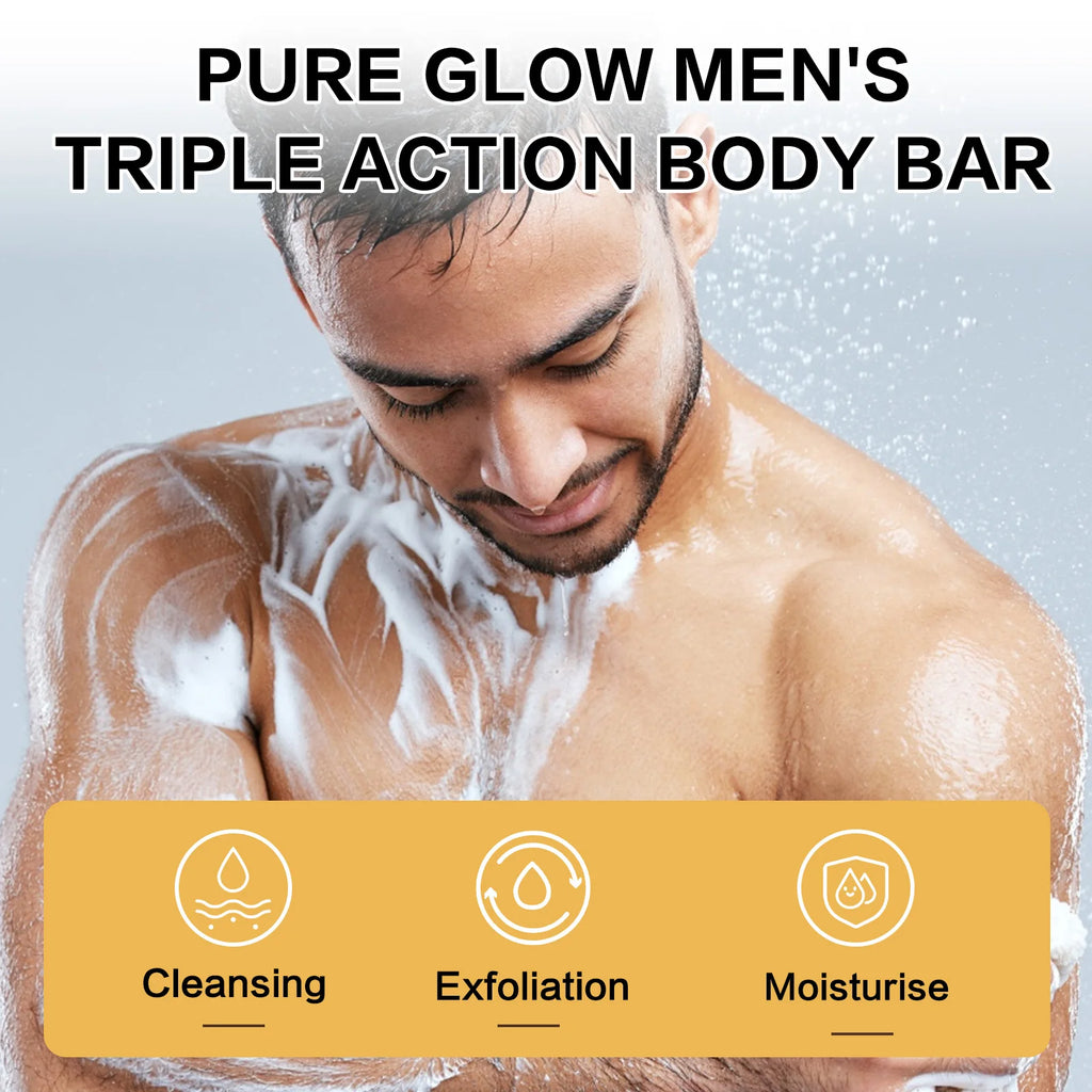 YILEST 140g 3-IN-1 Men's Body Bar-Exfoliating Moisturizing, Long-Lasting Fragrance Handmade Soap (Sandalwood/Lemon Citrus Scent)