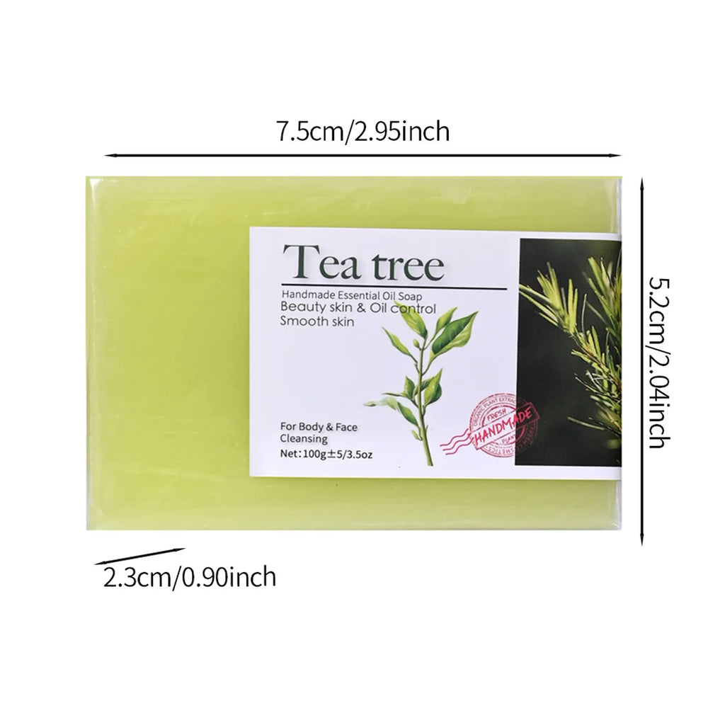 100g Tea Tree Essential Oil Soap Handmade Olive Oil Soap Plant Essential Oils Whitening Basic Cleaning Features Chemical Free