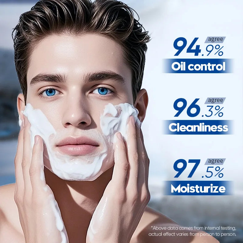 SADOER Men's Facial Cleanser Face Wash Foam Face Cleanser Oil Control Anti Acne Hydrating Moisturizing Men Skin Care Products