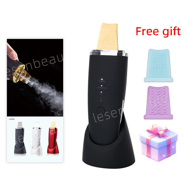 New Ultrasonic Skin Scrubber Vibration Face Spatula Blackhead Remover Shovel Clean Cavitation Peeling Facial Lifting EMS Machine