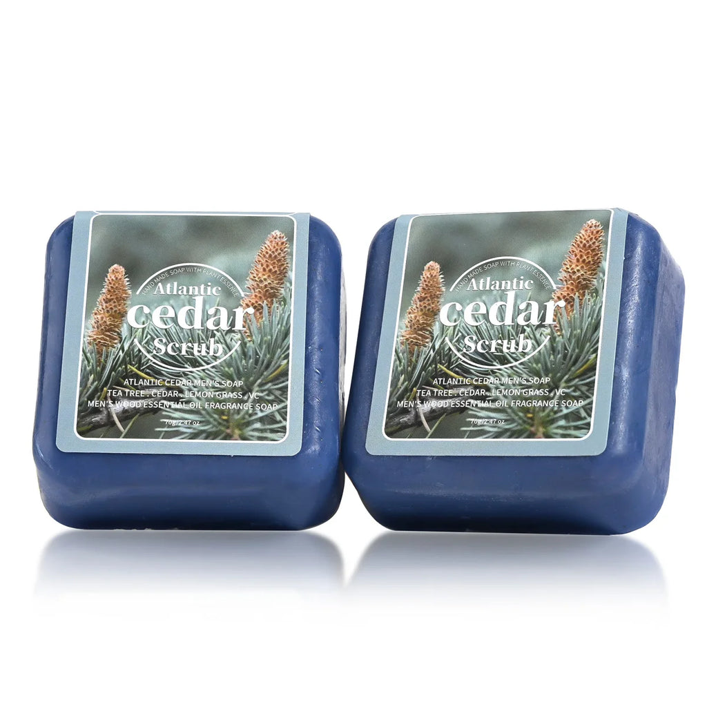 Men's Cedar Essential Oil Soap Travel Portable Hotel Soap Deep Cleansing Woody Fragrance Handmade Soap, Face and Body Soap