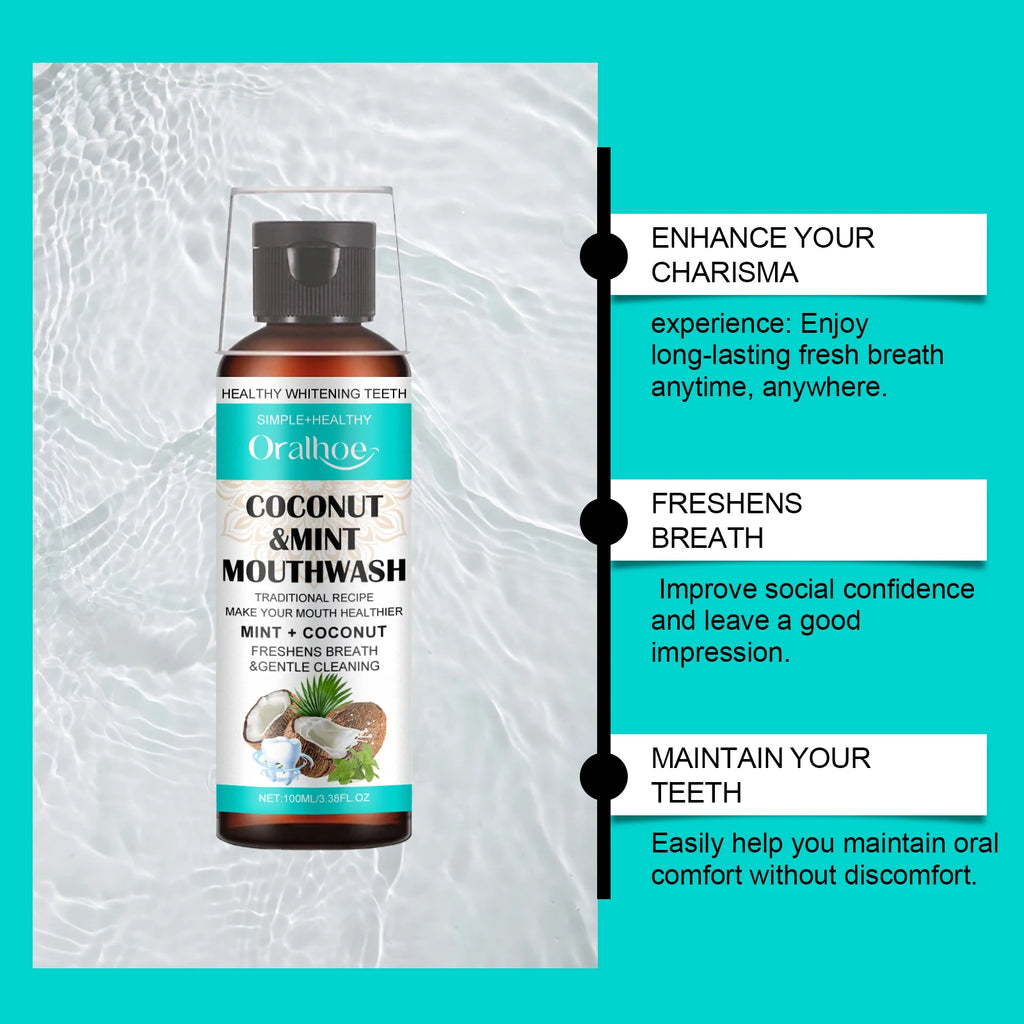 Oralhoe Coconut Mint Pulling Oil Mouthwash Removes Tooth Stains Yellow Teeth Prevents Bad Breath Freshens Breath With Mouthwash