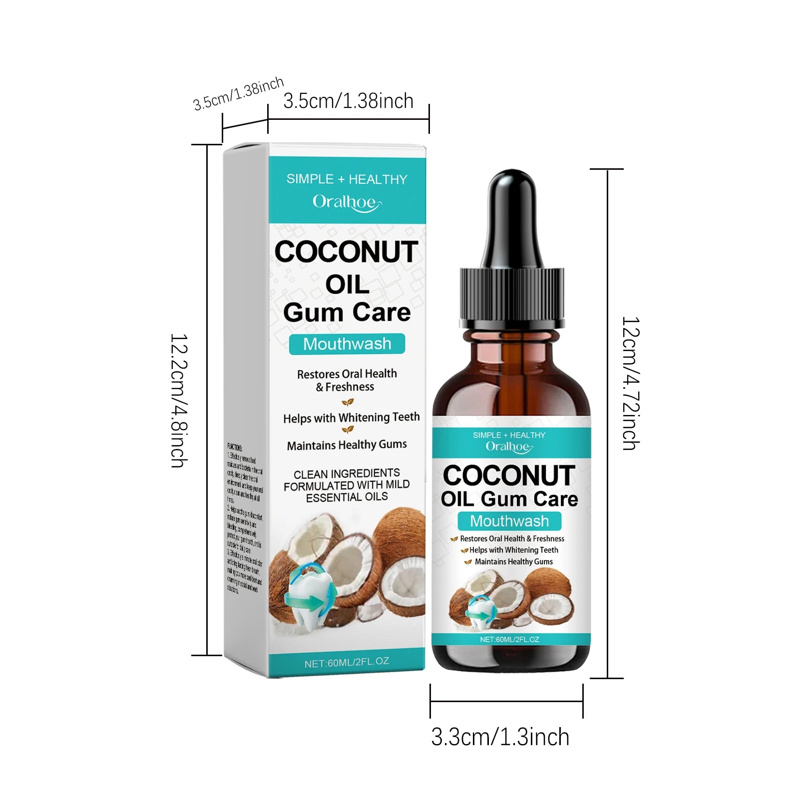 Coconut Mint Pulling Oil Mouthwash Alcohol-Free Teeth Stains Remover Whiten Odor Removal Fresh Breath Oral Hygiene Toothpaste