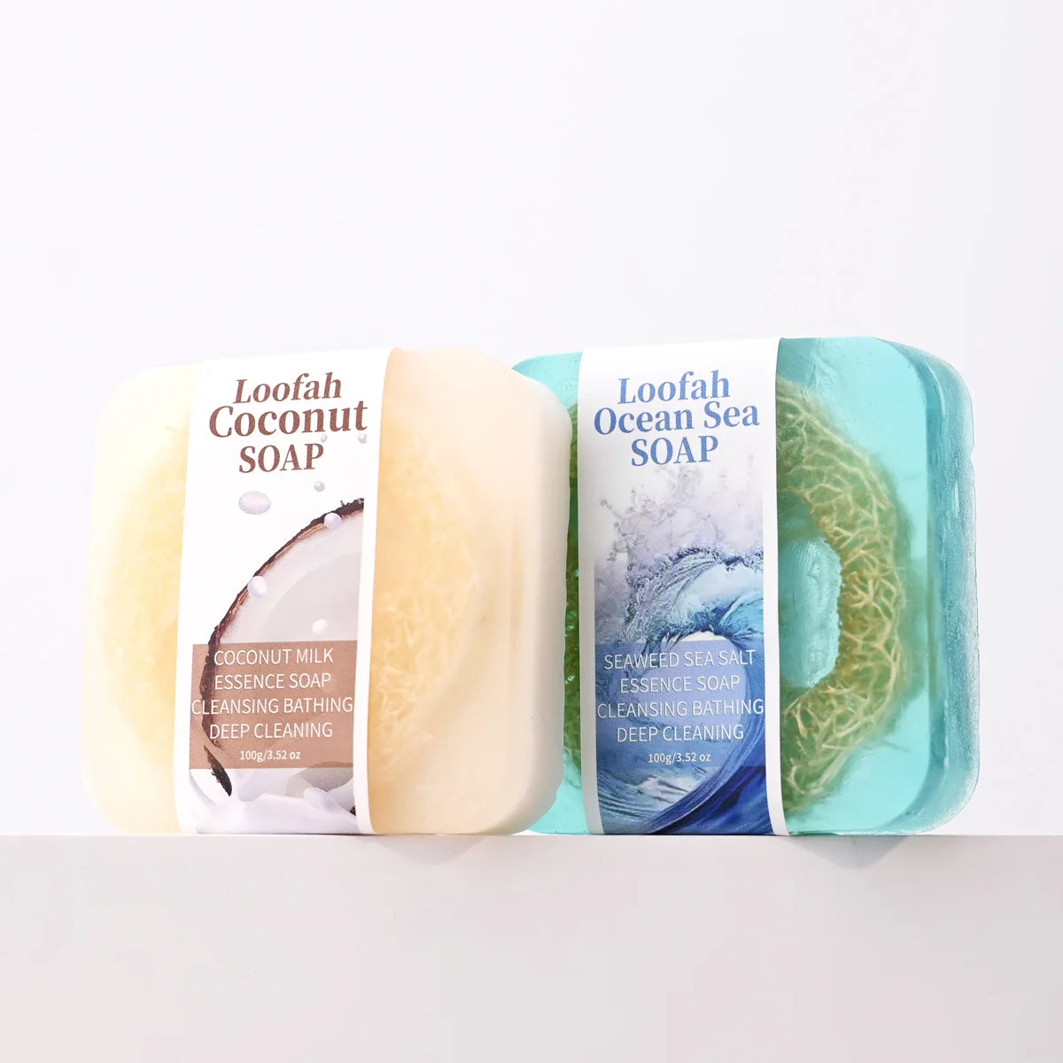 S+100g Sea Salt Loofah Soap Whitening Handmade Soap Face Body Wash Bar Loofah Soap