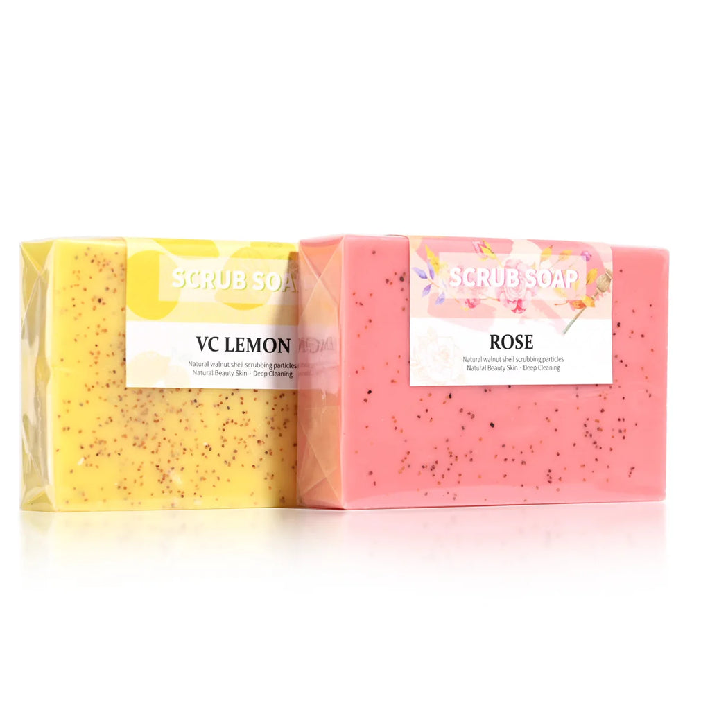 M+100G Pure Natural Rose Essential Oil Handmade Walnut Particle Soap Facial Exfoliating Cleansing Soap