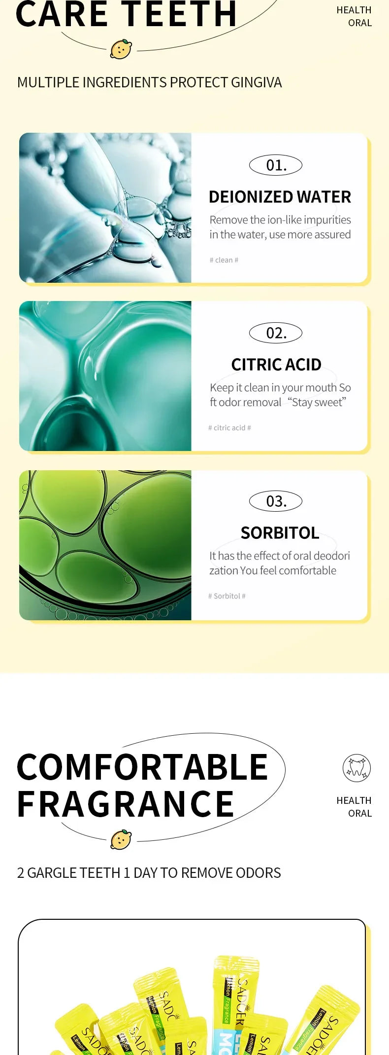 Mouthwash Teeth Whitening Lemon Flavor Freshen Your Breath and Clean The Debris Between Teeth Oral Freshening Mouthwash