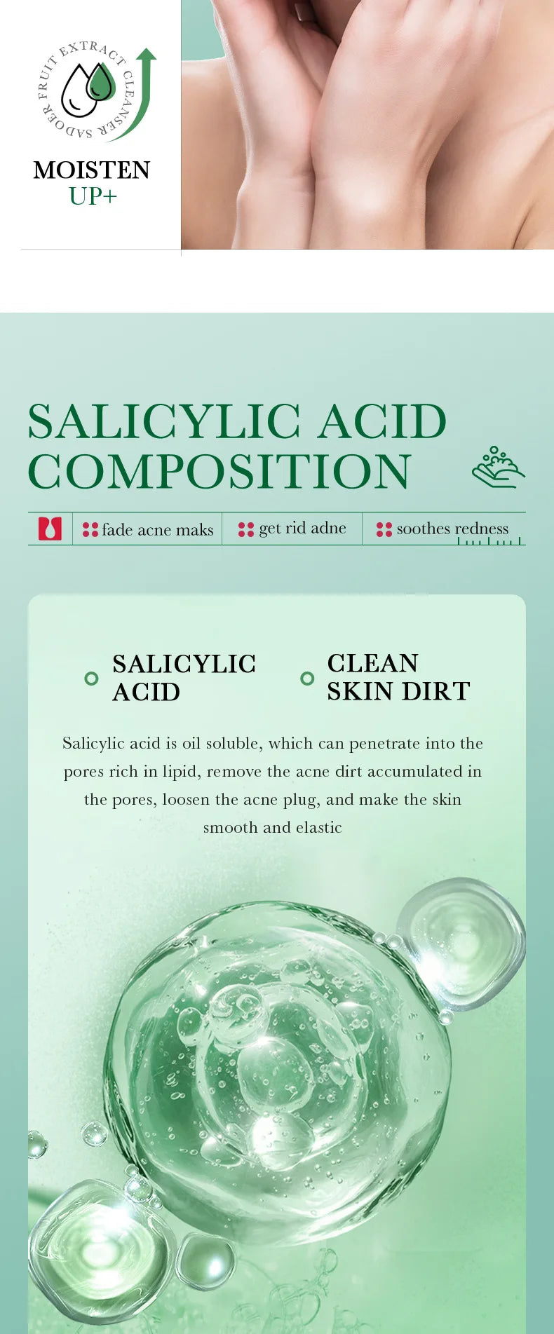 BIOAOUA Salicylic Acid Facial Cleanser Acne Treatment Moisturizing Oil Control skincare Face Wash Foam Face Cleanser Skin Care