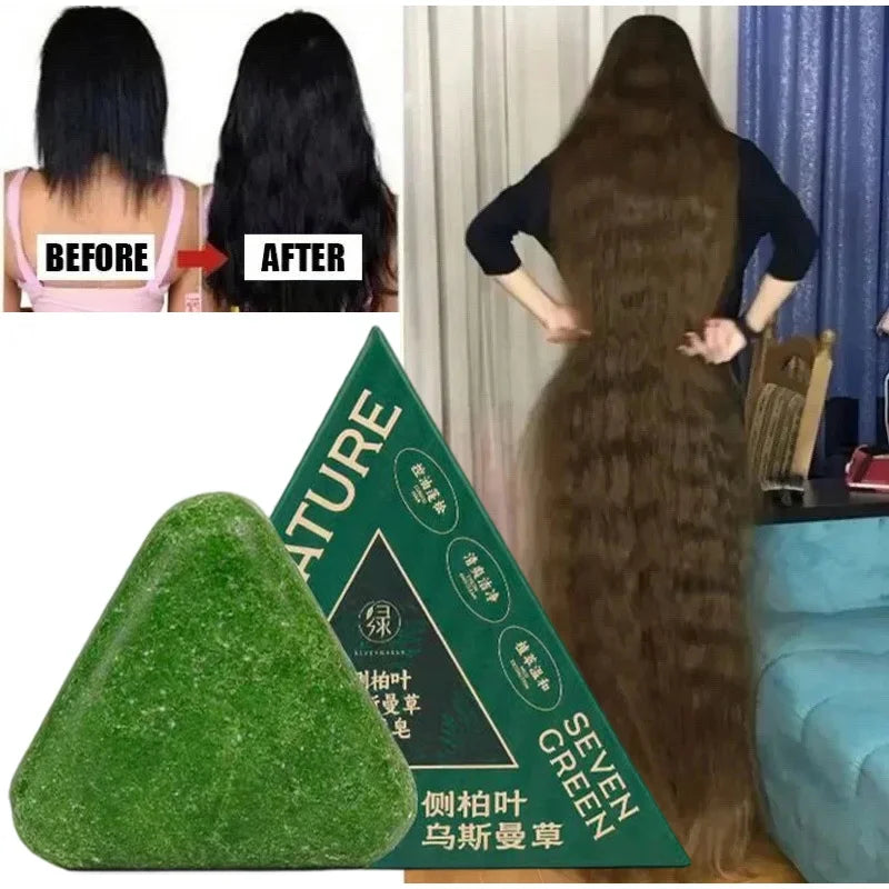 120g Seven Green Platycladi Usman grass handmade shampoo soap Refreshing and Flushing Healthy Anti-removal Hair Nourishing Clean