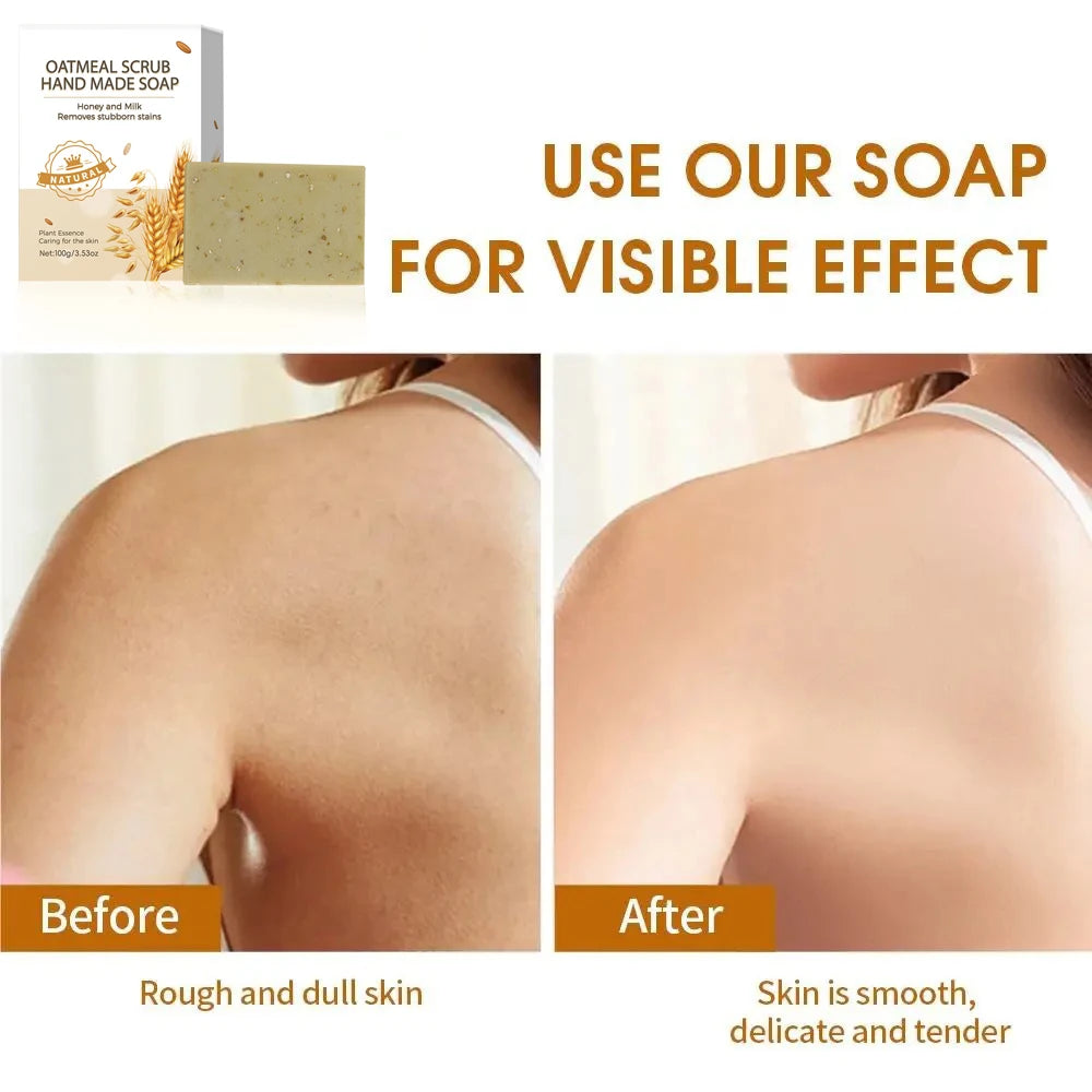 1/2/4/6Pcs Handmade Oat Soap,Natural,Gentle,Non Irritating, Brightening, Exfoliating, Body And Facial Cleansing, Whitening Soap