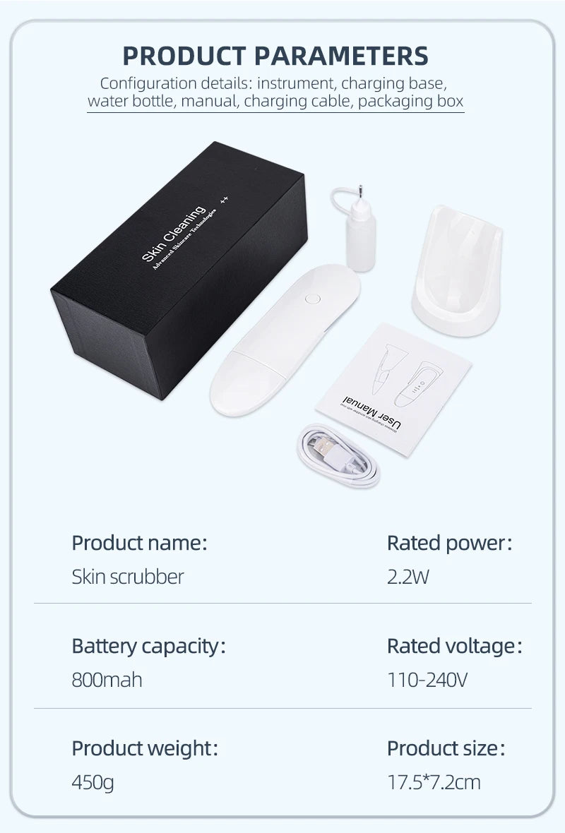 Limpiador Facial Electric Blackhead Remover Exfoliator Moisturizing Facial Cleaner Nano Spray Technology Metal Scraper Tool