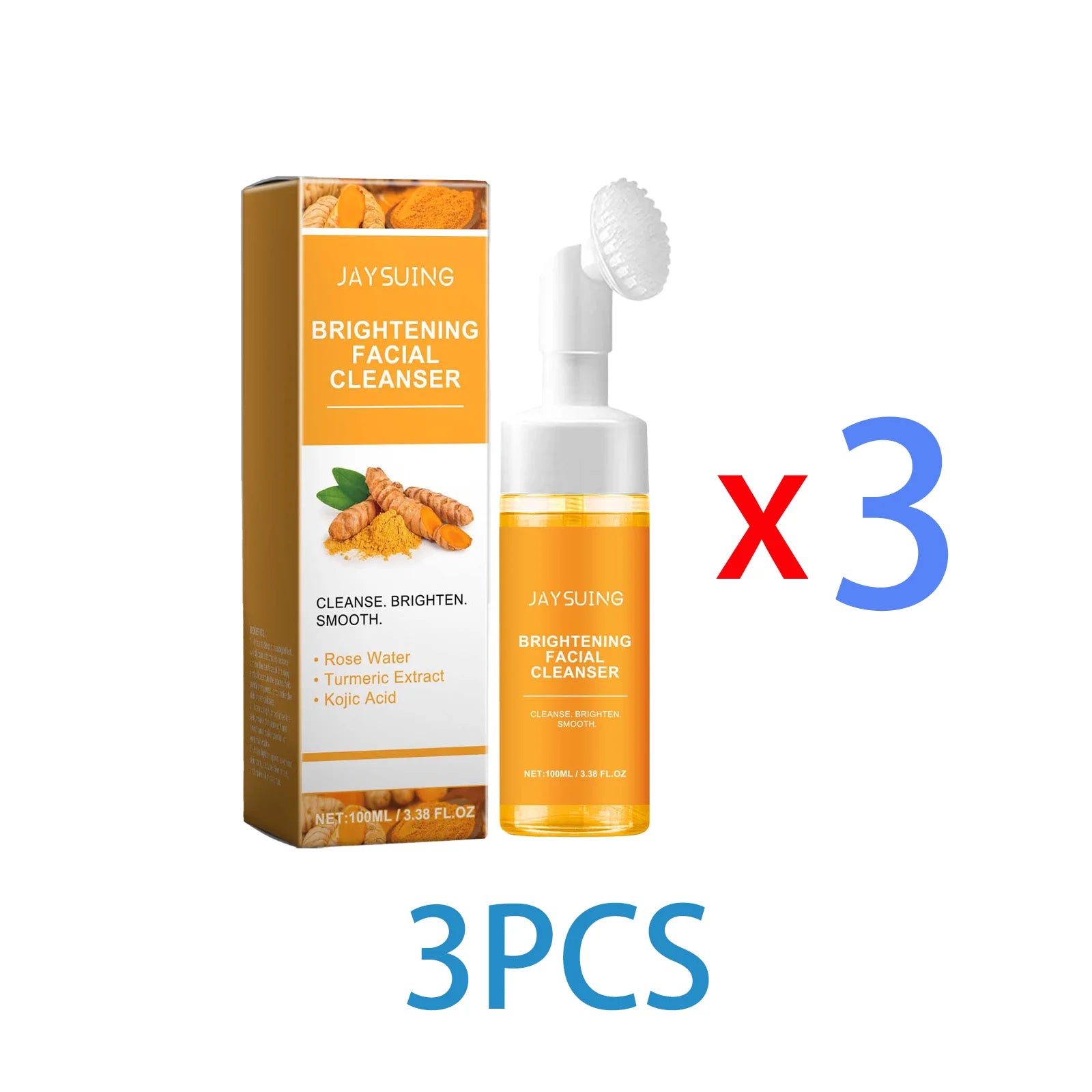Turmeric Foam Cleanser Brightening Facial Wash Oil Control Hydrating Non Drying Formula With Brush Head Blackhead Removal 100ml
