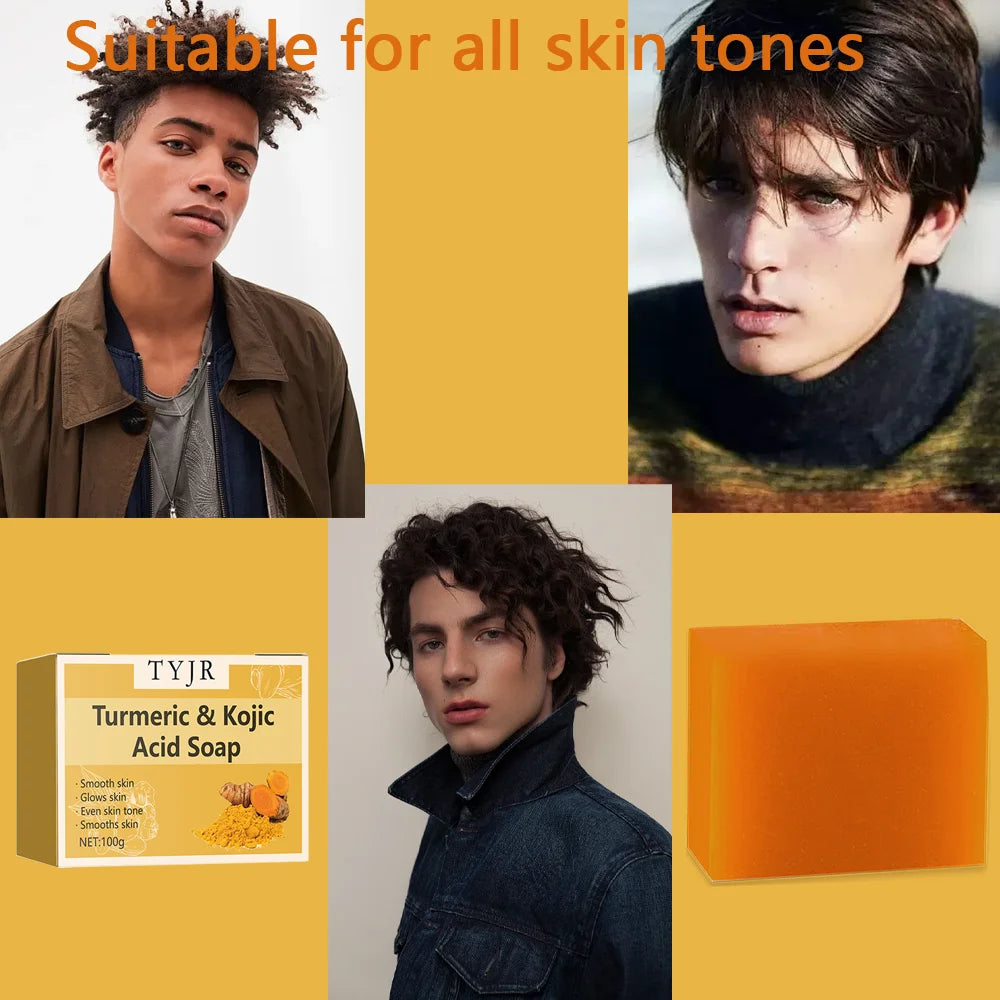 Lemon Turmeric Acid Soap - Deep Cleansing and Moisturizing, Contains Vitamin E and Olive Oil, Handmade for Hair, Face and Body, Suitable for All Skin Types, Lemon Turmeric Soap