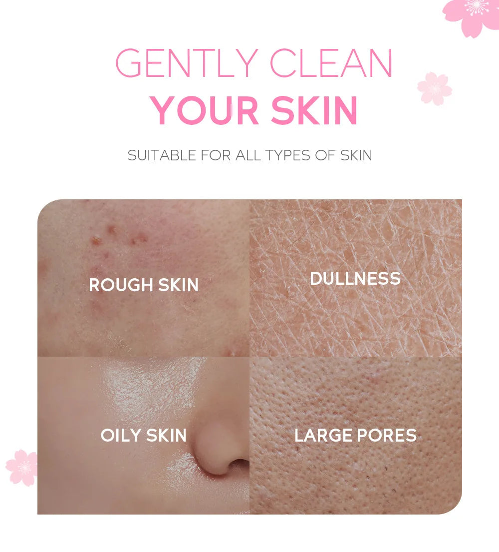 Japanese Cherry Blossom or Vitamin C Facial Cleanser Skin Cleansing Moisturizing  Blackhead Remove Skincare Face Wash Foam Face