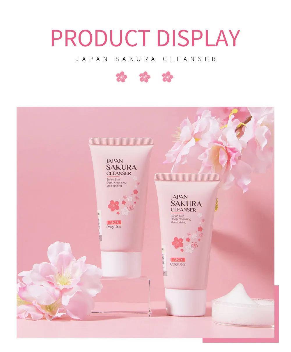 Laikou Sakura Whitening Facial Cleanser Foam Moisturizing Deep Remove Cleansing Acne Milk Oil Control Exfoliating Shrink Pores
