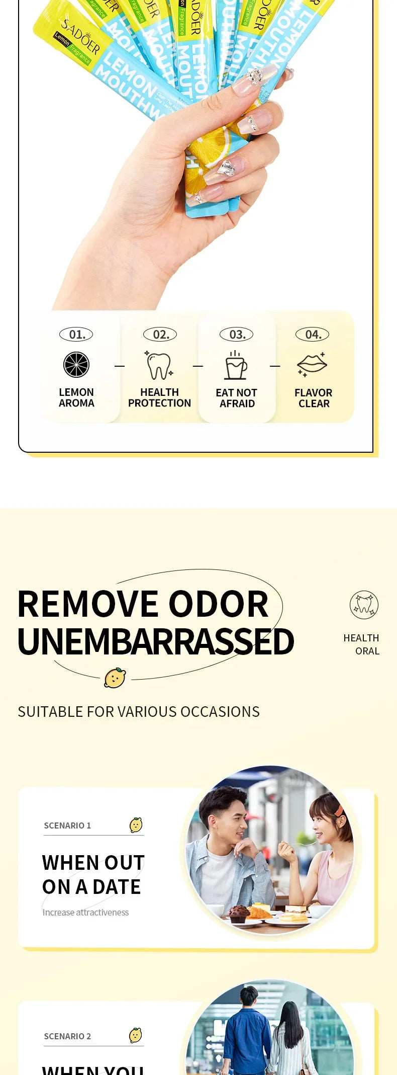 Mouthwash Teeth Whitening Lemon Flavor Freshen Your Breath and Clean The Debris Between Teeth Oral Freshening Mouthwash