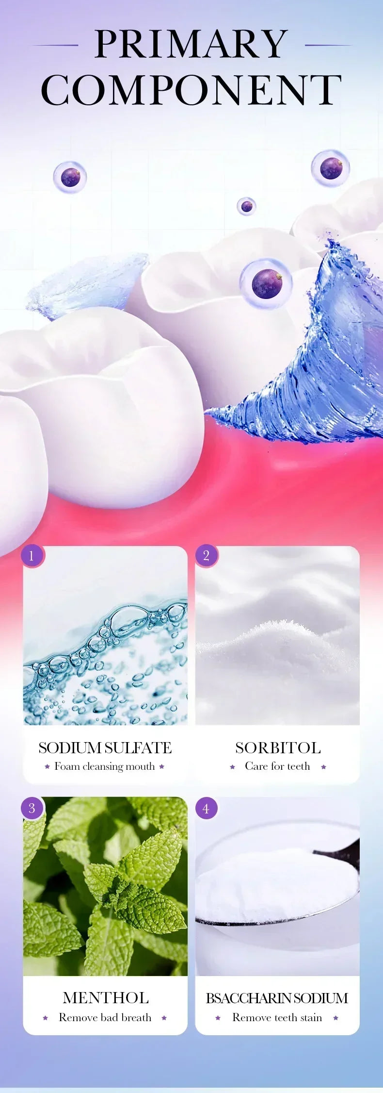 V34 Whitening Mouthwash Cleans Teeth Oral Travel Packet Individual Mouthwash for Oral Cleaning Tools Removel Teeth Stain 20Pcs