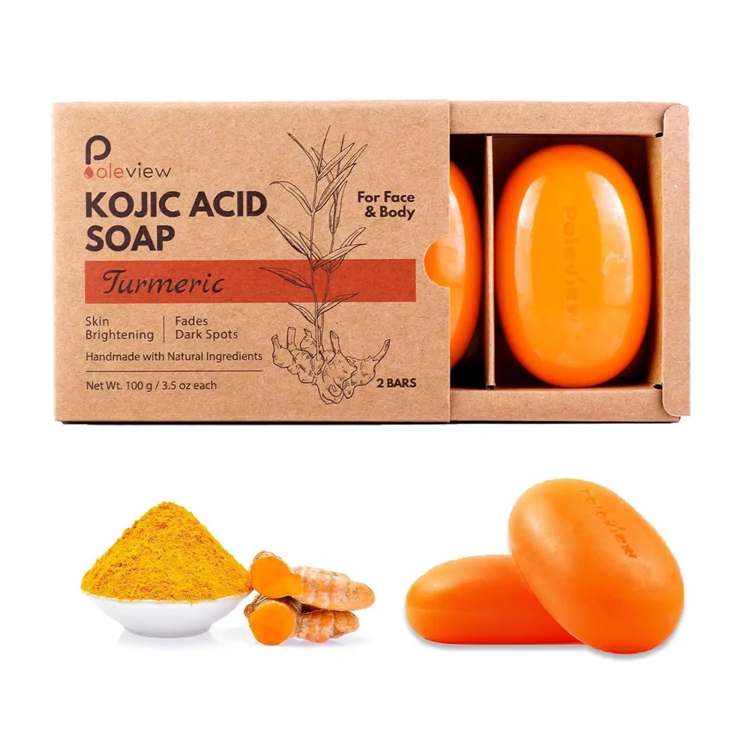 Kojic Acid Ginger Turmeric Handmade Soap for Cleansing and Whitening Fresh and Non Greasy for Bath Skin Care for Home Use