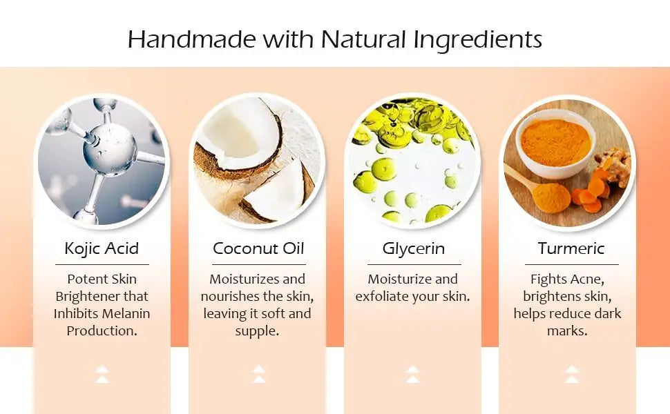 Kojic Acid Ginger Turmeric Handmade Soap for Cleansing and Whitening Fresh and Non Greasy for Bath Skin Care for Home Use