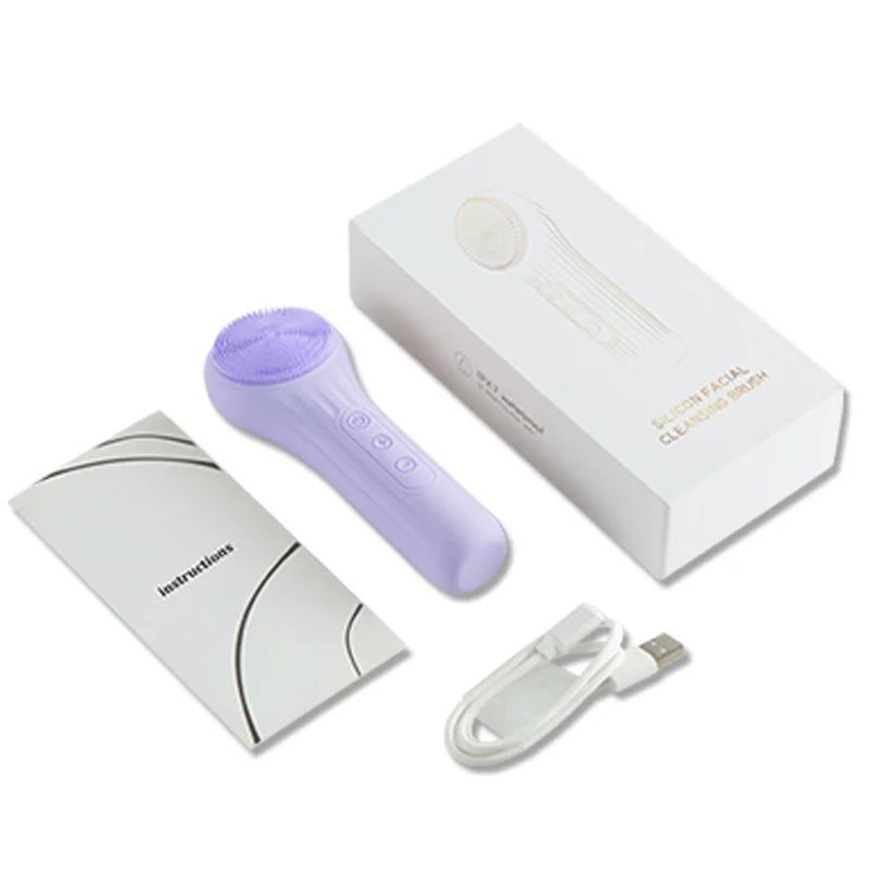 Silicon Facial Cleansing Brush Sonic Vibration Warming Wash Face Massage Face Skin Cleanser Eletric Waterproof Rechargeable