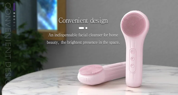 Electric Facial Cleansing Brush Sonic Face Massager Warming Deep Pore Cleaning Waterproof Silicone Blackhead Remover