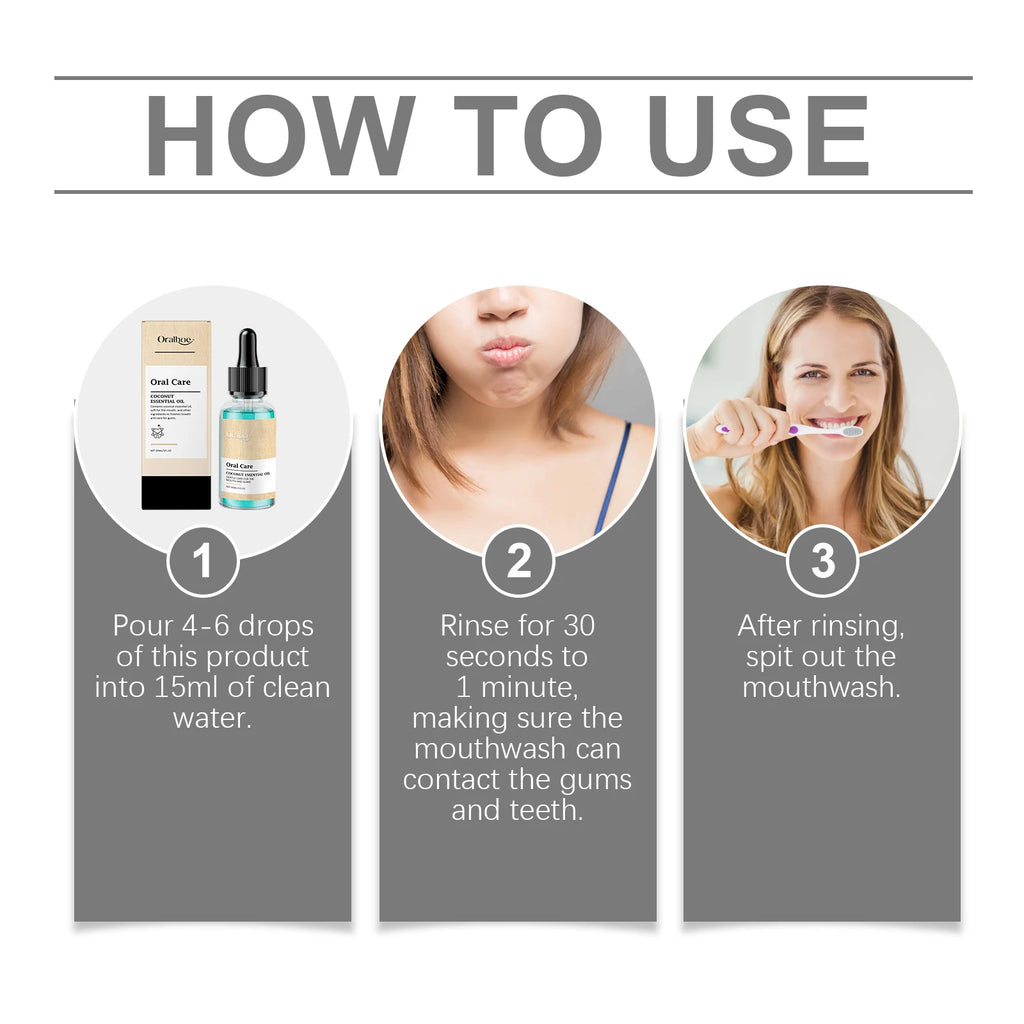 Oralhoe Coconut Oil Mouthwash Fresh Oral Breath Odor Removal Prevent Bad Breath Lasting Fragrance Coconut Oil Mouthwash 1floz