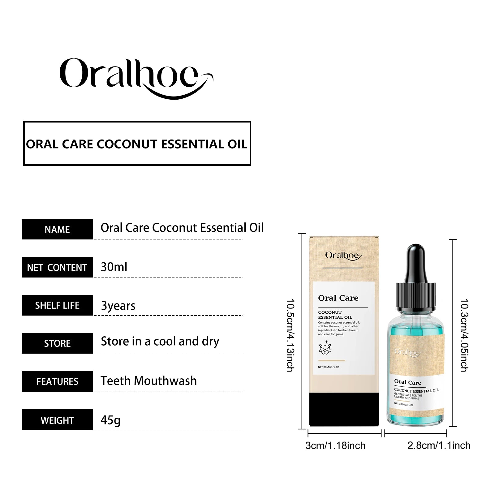 Oralhoe Coconut Oil Mouthwash Fresh Oral Breath Odor Removal Prevent Bad Breath Lasting Fragrance Coconut Oil Mouthwash 1floz