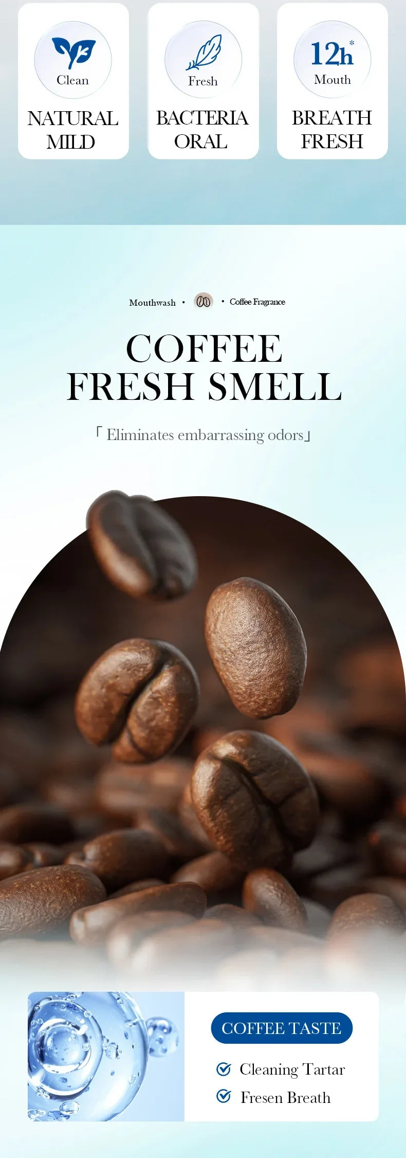 Coffee Refreshing Mouthwash 20pcs/Box Portable Bagged Mouth Wash Freshen Breath Clean The Teeth Oral Freshening Teeth Whitening