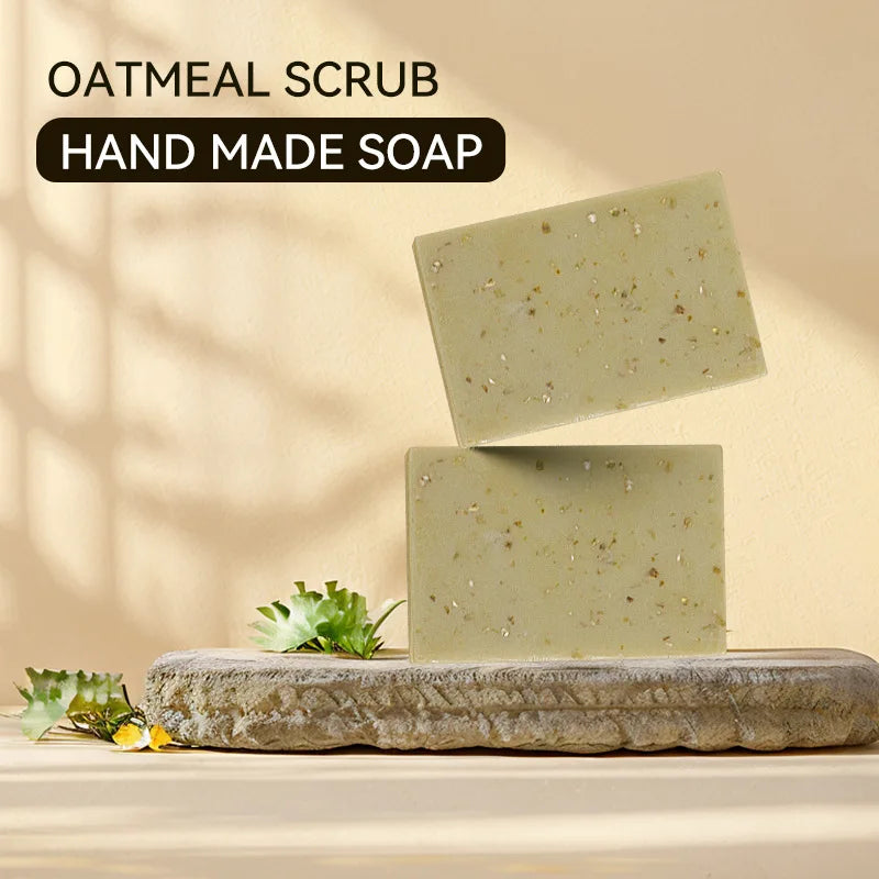 1/2/4/6Pcs Handmade Oat Soap,Natural,Gentle,Non Irritating, Brightening, Exfoliating, Body And Facial Cleansing, Whitening Soap