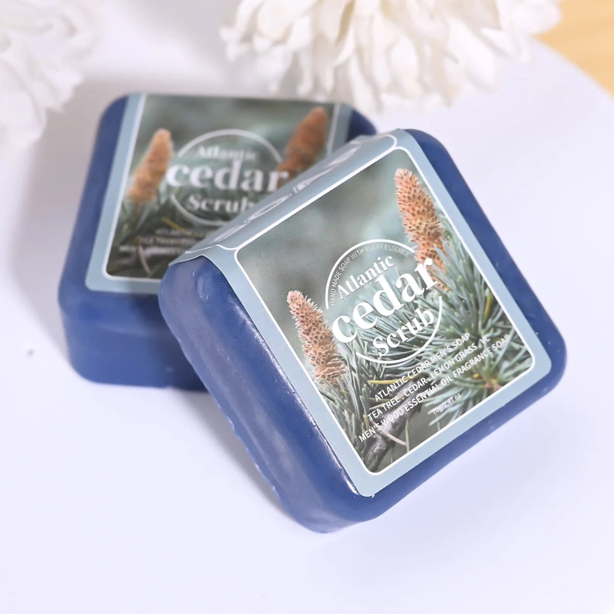 Men's Cedar Essential Oil Soap Travel Portable Hotel Soap Deep Cleansing Woody Fragrance Handmade Soap, Face and Body Soap