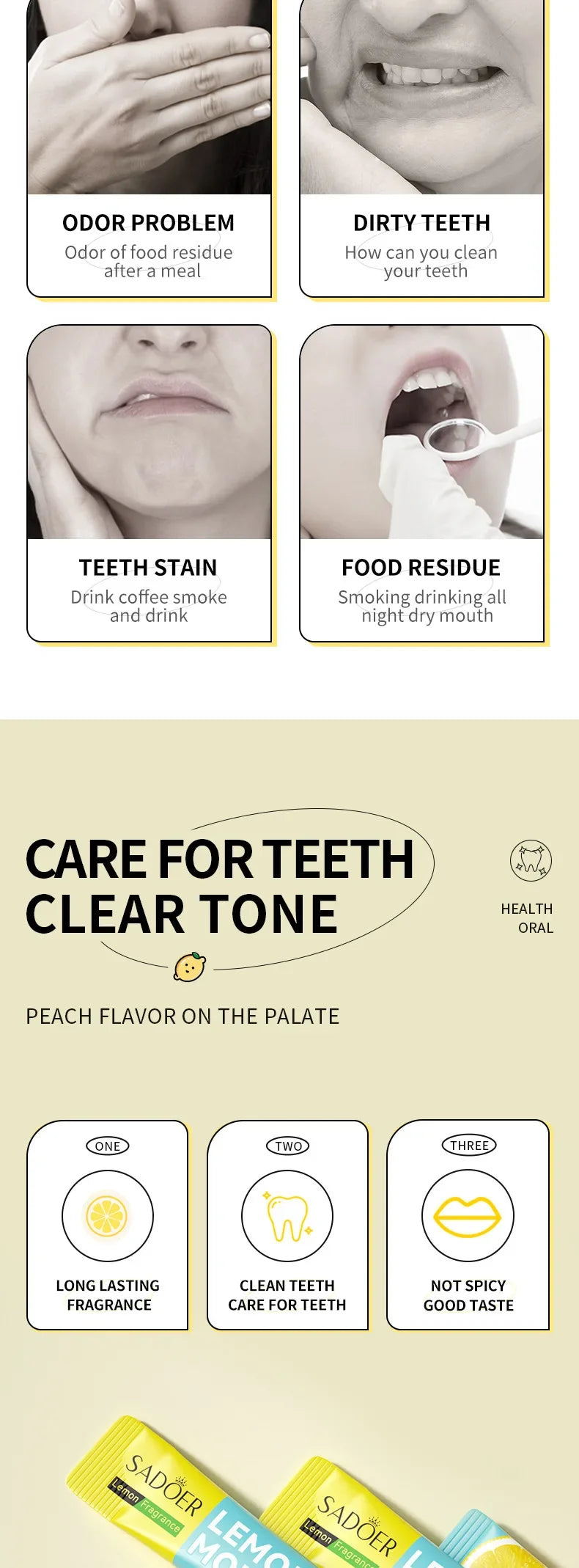 Mouthwash Teeth Whitening Lemon Flavor Freshen Your Breath and Clean The Debris Between Teeth Oral Freshening Mouthwash