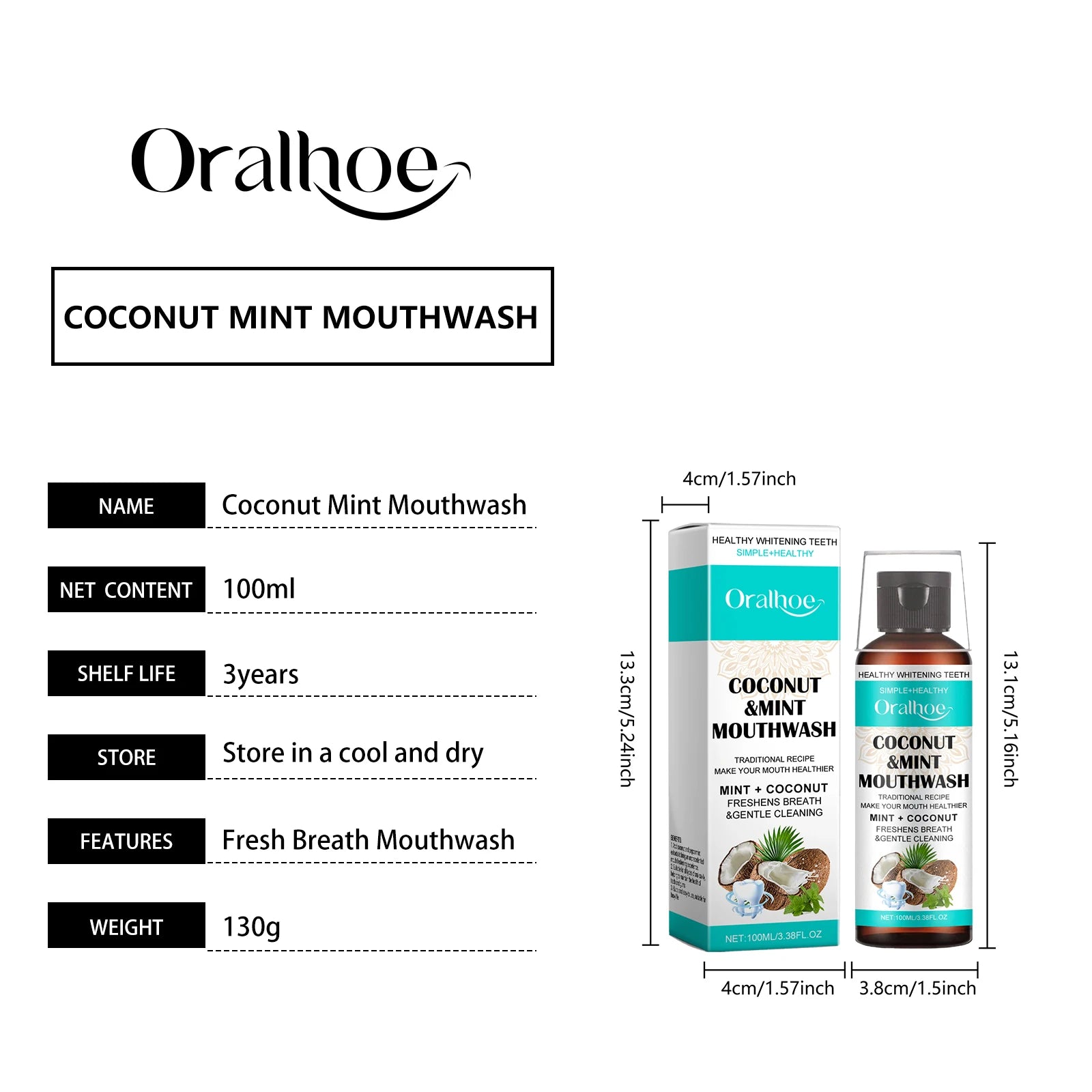 Oralhoe Coconut Mint Pulling Oil Mouthwash Removes Tooth Stains Yellow Teeth Prevents Bad Breath Freshens Breath With Mouthwash