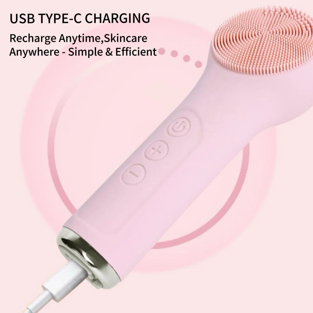 Electric Waterproof Silicone Facial Cleansing Brush, Deep Cleanse Makeup Remover Heating Massage Beauty Tool for Women