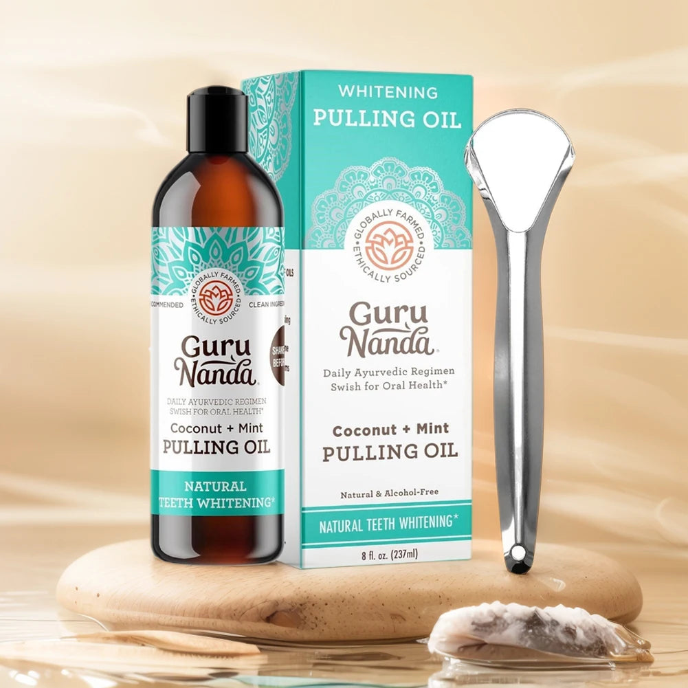 Coconut Mint Pulling Oil Mouthwash Non Alcohol Alcohol-free Teeth Whitening Fresh Oral Breath Tongue Scraper Mouth Health Care